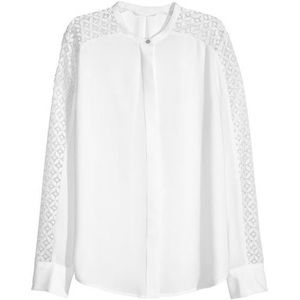 H &‎ M white lace long sleeve shirt size 6